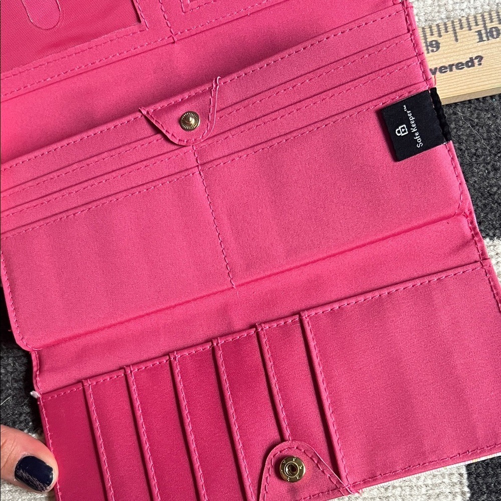 Safe Keeper Floral Tri Fold Wallet Pink Roses Snap Closure Organizer - Picture 7 of 8